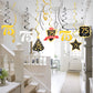 LINGTEER Happy 75th Birthday Decorations - 12Pcs Birthday Black & Gold Swirls Streamer Set,Cheers to 75 Years Old Bday Party Dec