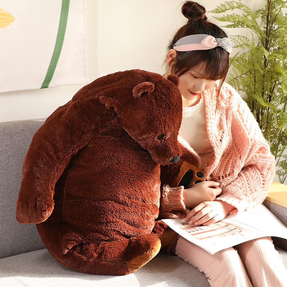 Yeqivo Giant Djungelskog Bear Huge Brown Bear, Simulation Giant Stuffed Bear Soft Big Bear Plush Toy Gifts For Kids Girlfriend(Brown, 39.3Inch/100Cm)