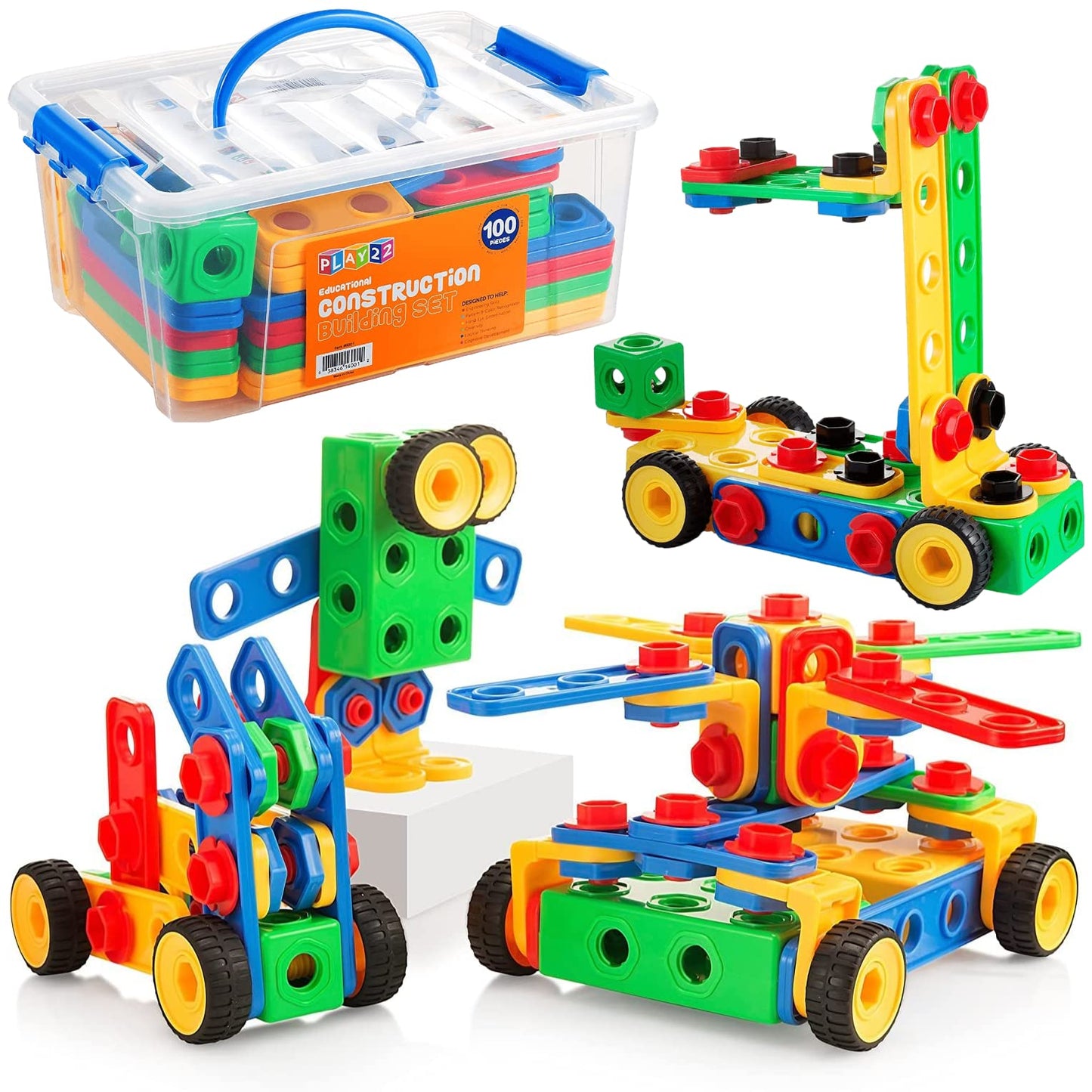 Play22 100Pc Building Blocks For Toddlers Stem Toys - Building Take Apart Toys For Boys And Girls Ages 3 4 5 6 7 8 9 10 - Educat