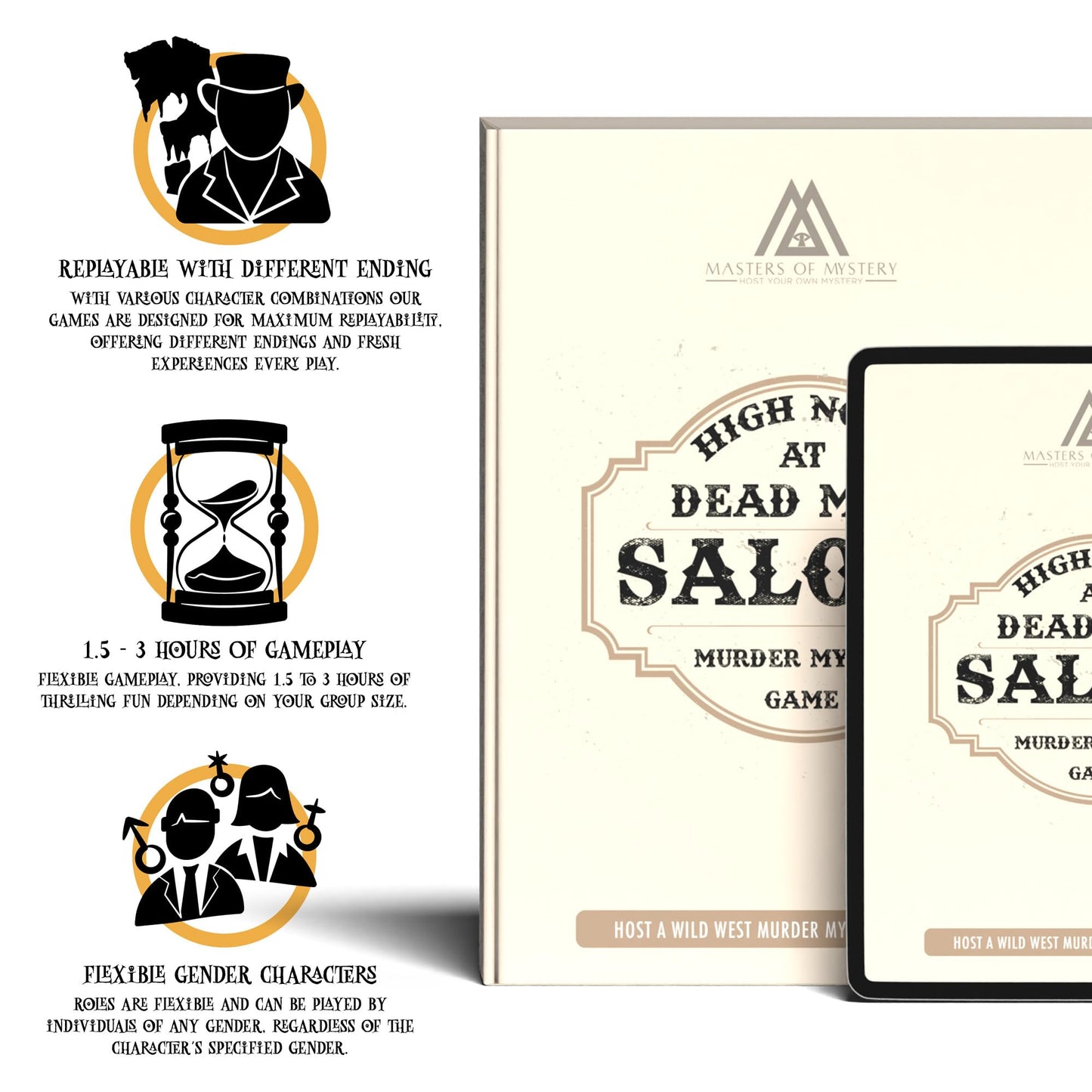 Masters of Mystery Wild West Murder Mystery Dinner Party Game – For 4–20 Players, Small Size, Paper Material, Cowboy Theme