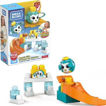 Mega Bloks Peek A Blocks Penguin Slide With Big Building Blocks, Building Toys For Toddlers (14 Pieces)