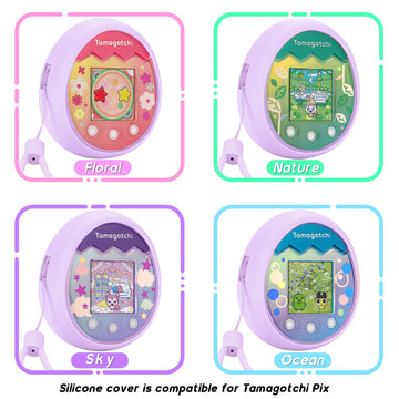 Mgznmty Silicone Cover Case Compatible With Tamagotchi Pix Virtual Pet Machine With Hand Strap (Purple)