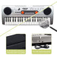 Raimy 49 Keys Piano Keyboard For Kids - Portable Electronic Digital Piano With Microphone, Learning Educational Music Keyboard Piano For Beginners Gifts Toys For Boys Girls Toddlers (Silver)