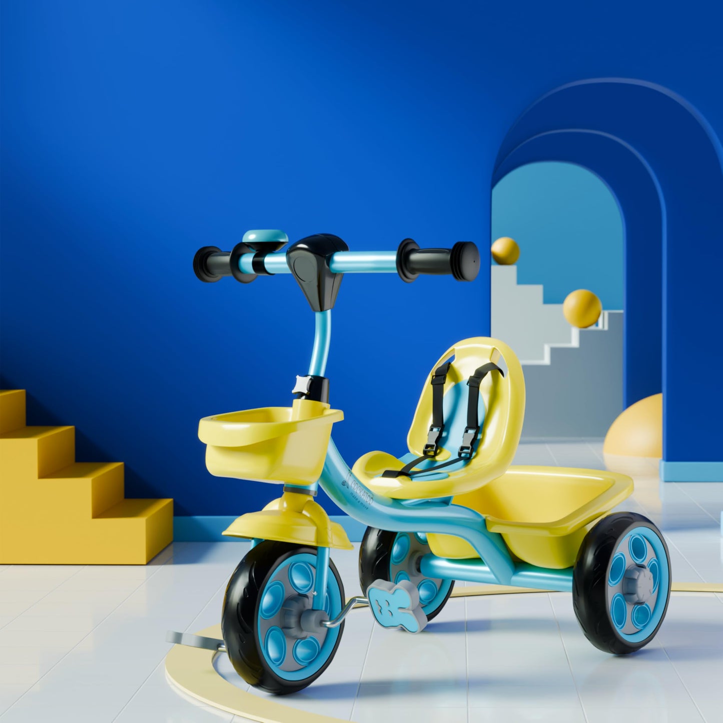 Cockatoo Mini-Cruise Tricycle For Kids 2-5 Years, Kids Cycle For 2-5 Years, Tricycle With Eva Wheels,Basket & Bell,Baby Cycle- B