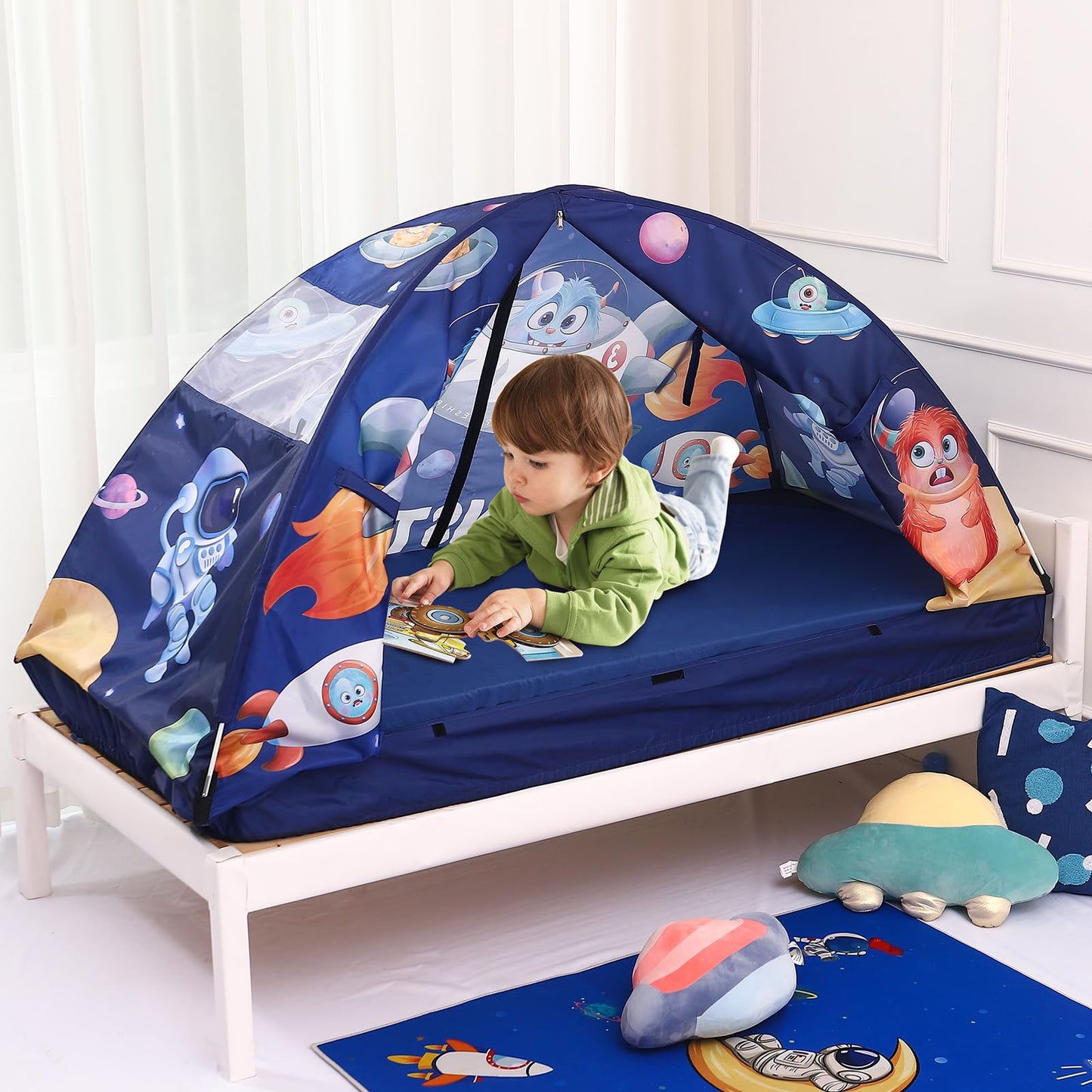 Bed Tent for Twin Kid Play Tent for Boy and Girl Easy Set-Up Magic Playhouse