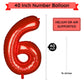 Paticool 40 Inch Red Number Balloon 6, Large Number Foil Balloons Mylar For Girl Boy Birthday Party Celebration Decorations Supp