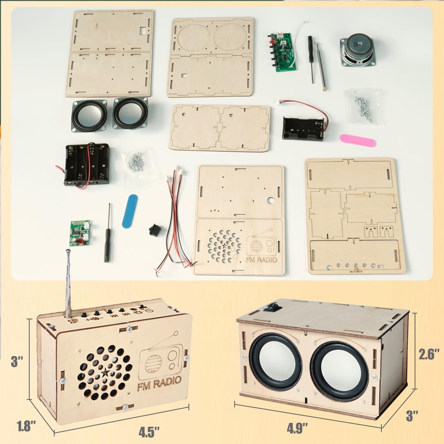 ANNISOKA STEM Building Kits for Kids 8-16, DIY FM Radio, Engineering Circuits, Model DK01, Wood