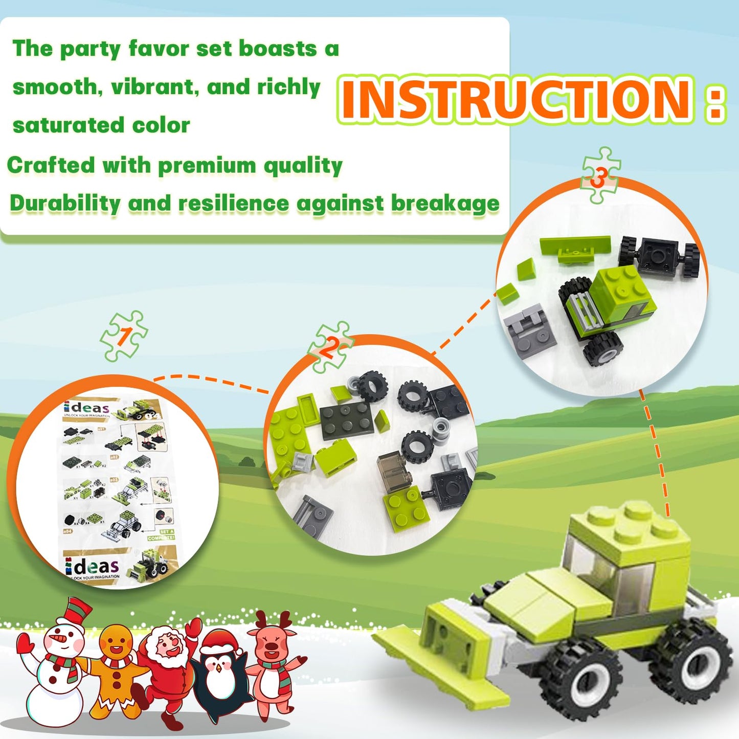 24 Packs Party Favors For Kids Building Set - Valentines Day Gifts For Kids Classroom Dinosaur Building Blocks Exchange Valentin