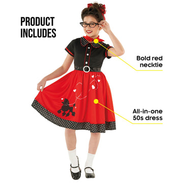 Morph Poodle Skirts For Girls Costume 50s Costume for Girls 1950s Poodle Skirt Costumes Girl XL