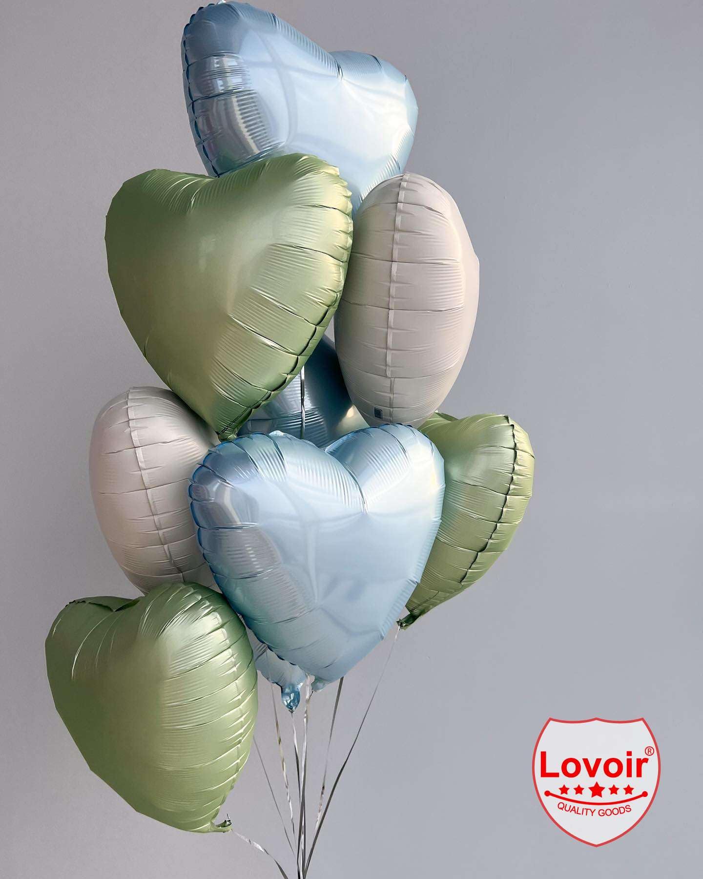Lovoir 10 Pcs Baby Blue Heart Shape Foil Mylar Balloons 18 Inch Love Balloons For Valentine'S Day Birthday Party Decorations Wed