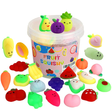Mochi Squishy Toys, 24 Pcs Fruit Squishy Party Favors For Kids Classroom Prize Stress Relief Squishies Bulk Gift For Birthday Pi