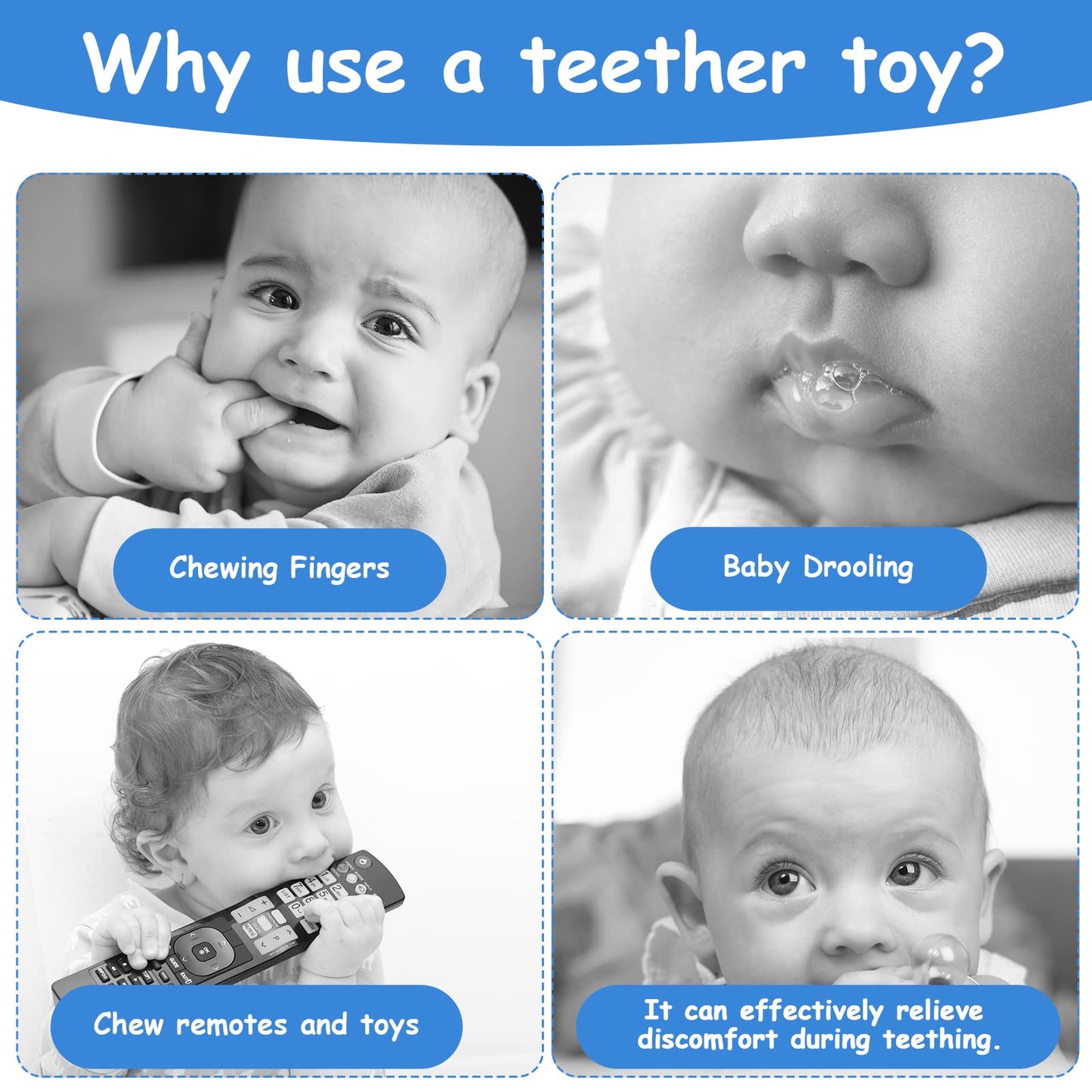 2Pcs Silicone Baby Teething Toys, Game Controller Teething Toys And Phone Teething Toys With 2Pcs Pacifier Clip,Bpa Free Silicon