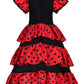 Relibeauty Girls Flamenco Costume Spanish Dancer Skirt Kids Halloween Fancy Dress With Red Flower, 3T/100