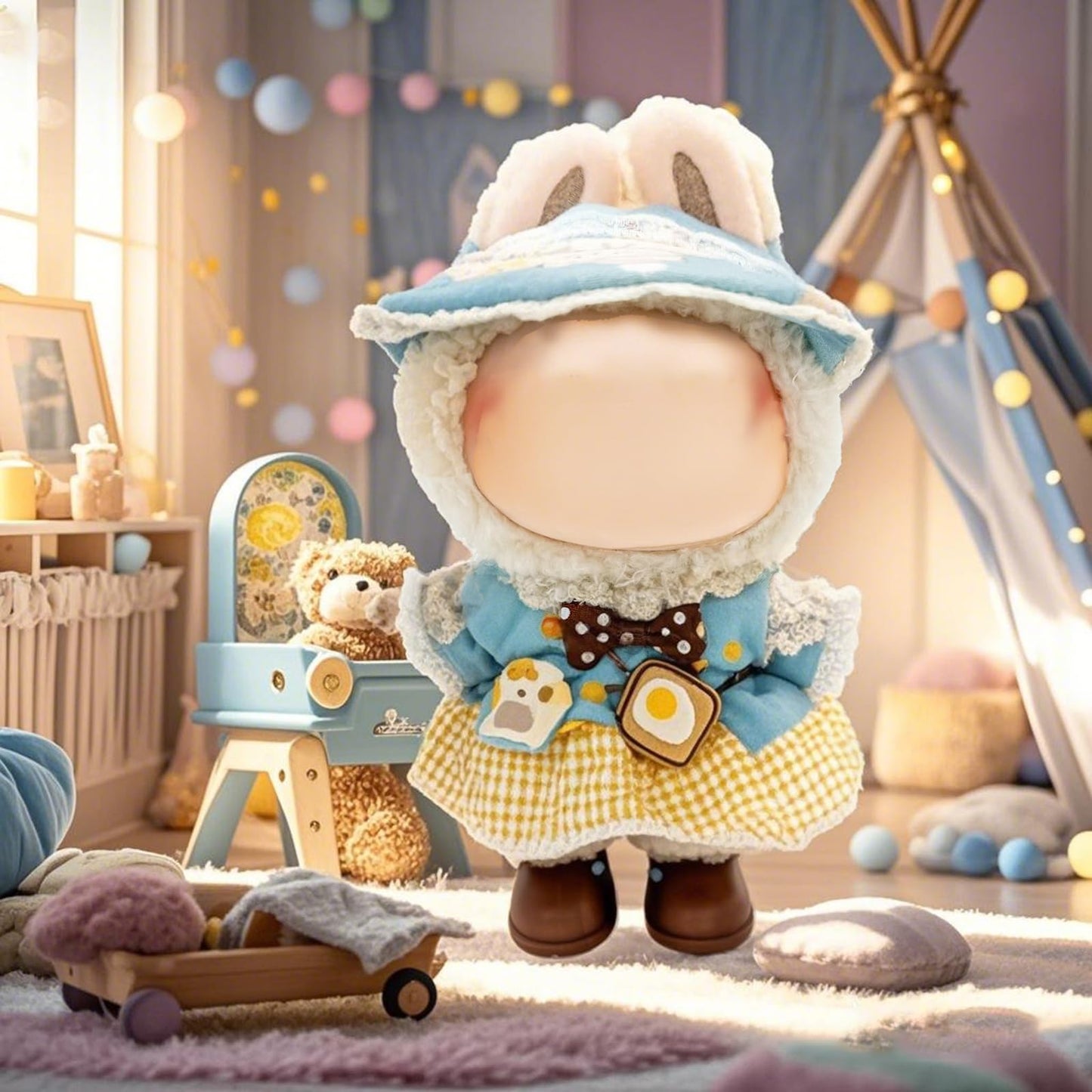 Eayaele Clothes for Labubu - 3PC Set with Shoes for 6.7 Inches Doll  enhanced Outfit with Accessories  Stylish Clothes for Labubu (NO Doll)(LBB-21)