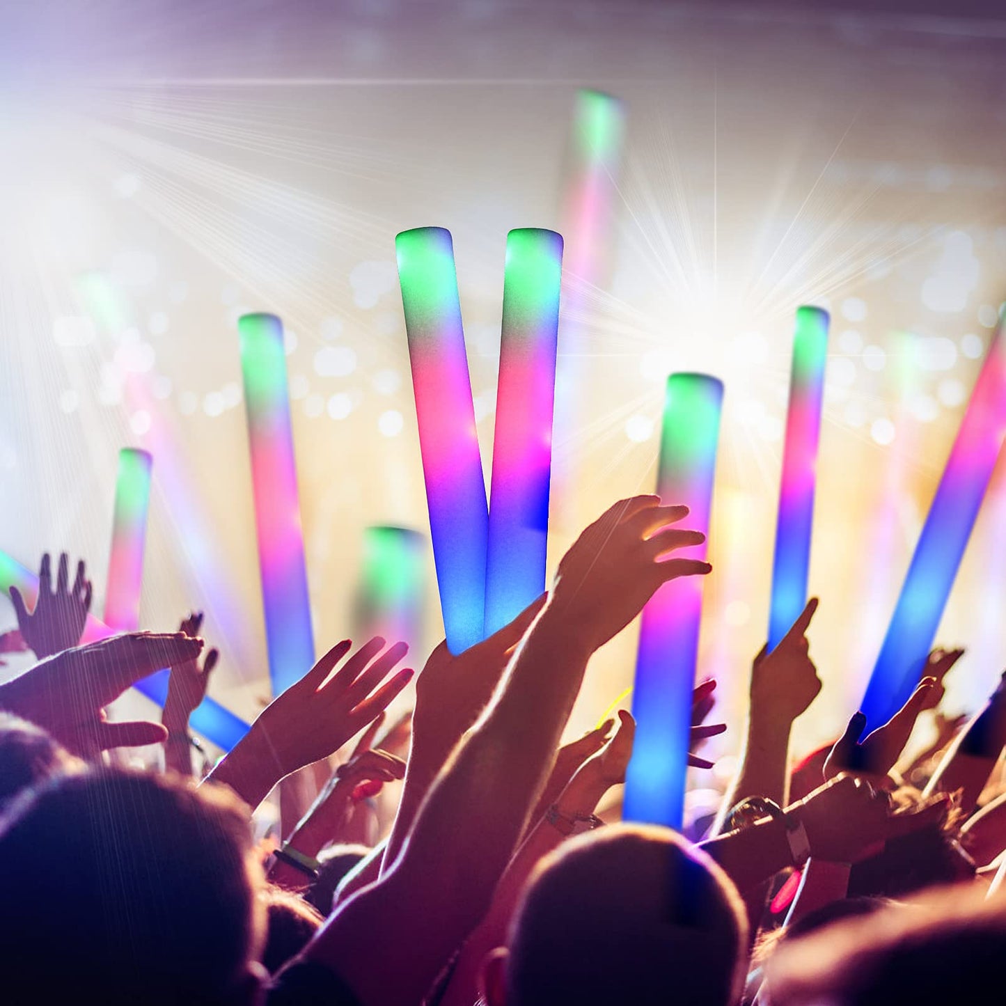 Uodbuyo Glow Sticks Bulk-192 Pcs Led Foam Sticks Glow In The Dark Party Supplies,Light Up Baton Wands For Party Wedding Birthday