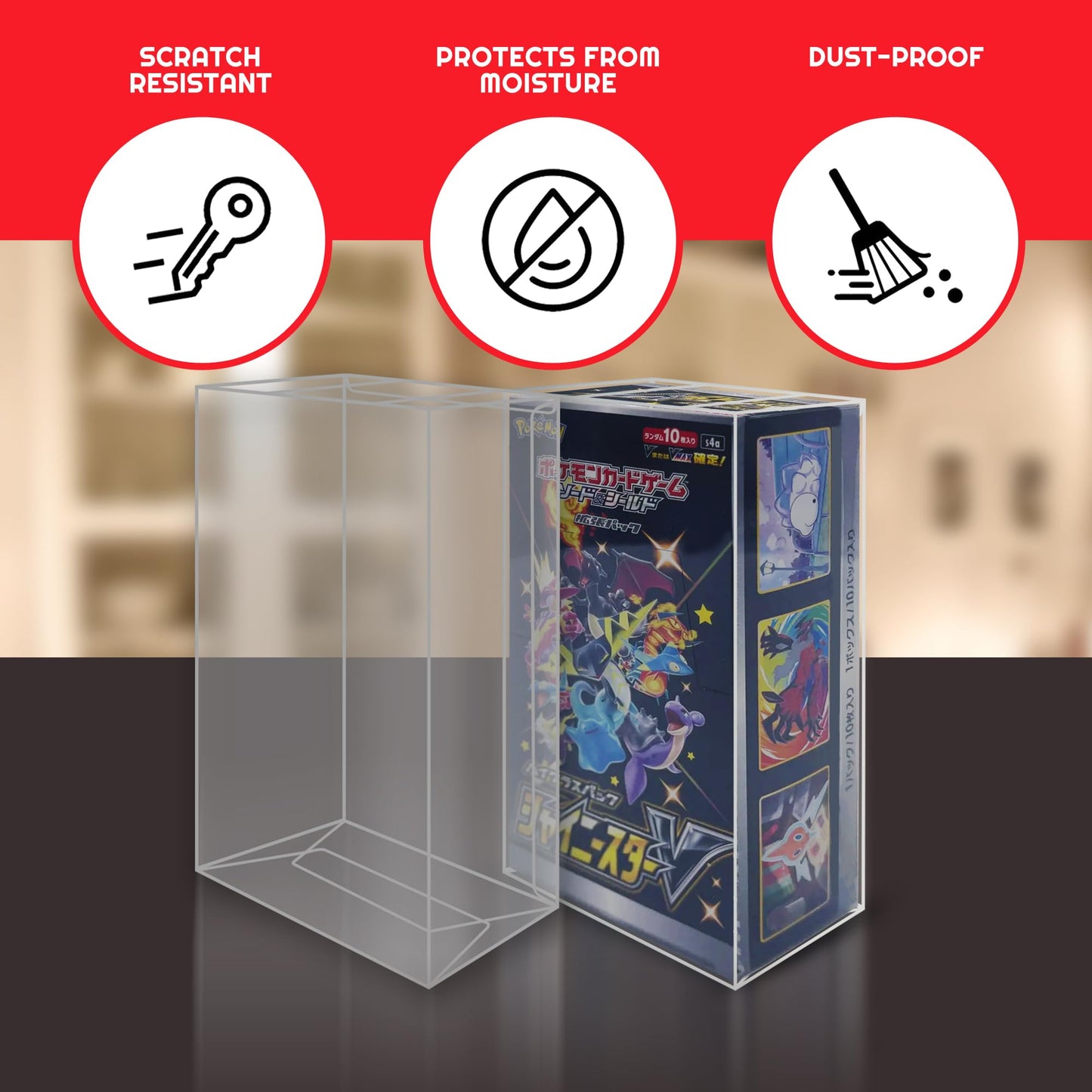 Evoretro Plastic Display Case Protector For Pokemon Etb - 5-Pack - Elite Trainer Box Such As Paldean Fates And Much More, Soft C