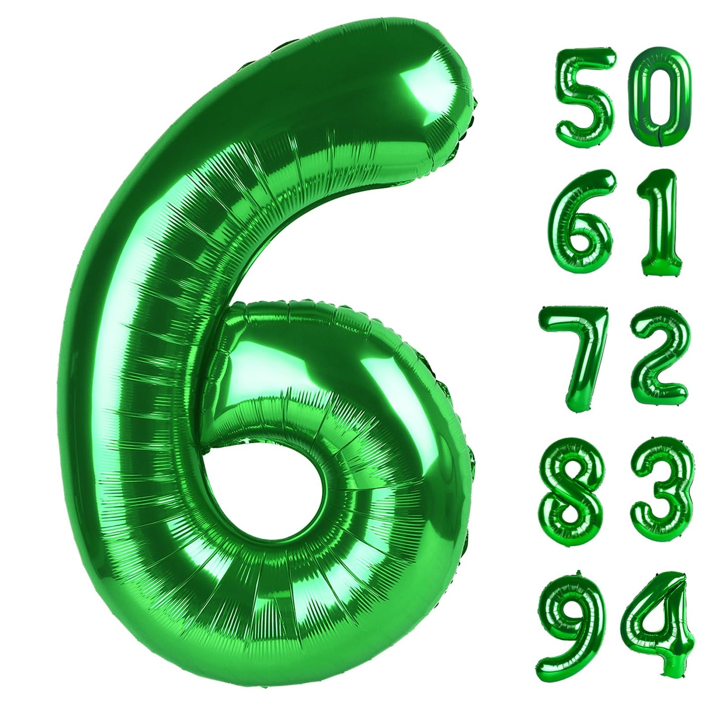 Green 6 Balloon, Number Balloons 40 Inch, 6Th Balloons For Birthday Decorations, Green Party Supplies 6 Birthday Balloon, Number