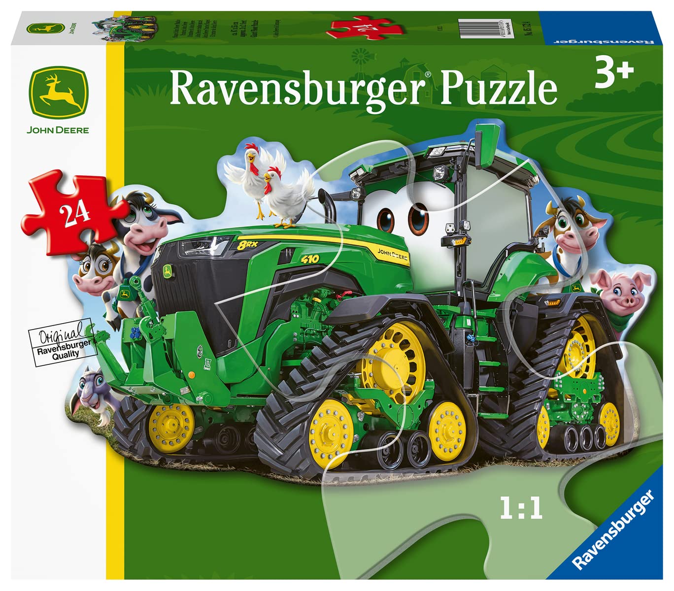 Ravensburger John Deere Tractor 24 Piece Shaped Floor Jigsaw Puzzle for Kids - 05172 - Every Piece is Unique  Pieces Fit Together Perfectly  36 x 24 inches (90 x 60 cm) When Complete.