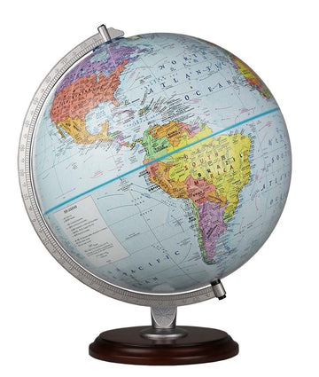 Concord Bilingual (Chinese And English), 12' Diameter Globe, Usa Cartography With Raised Mountain Relief And Hard Wood Base.. The Globe Is Fully Up To Date With Metal Semi-Meridian.