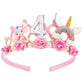 SuPoo 4th Birthday Headband Flower Crown for Girls Princess Tiara Decorations Hair Band Cute 4 Year Old Party Accessory