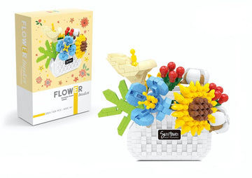 Illumely Mini Building Blocks Flower Set, Diy Micro 3D Building Toy Bricks Christmas (White 824Pcs)