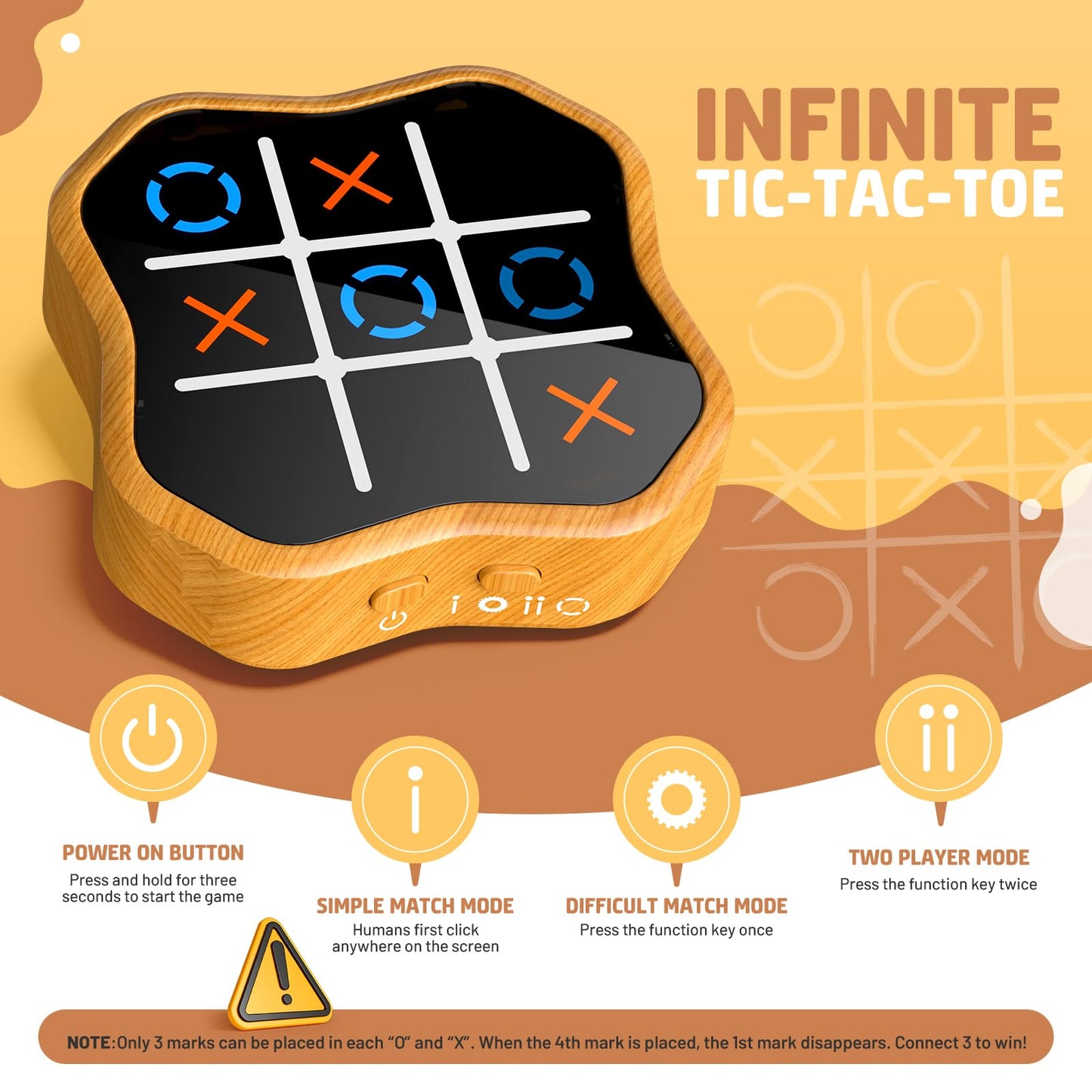Freecat Tic Tac Toe Game, 3-In-1 Electronic Handheld Games Console For Kids Memory Growth, Portable Puzzle Travel Games,Board Ga