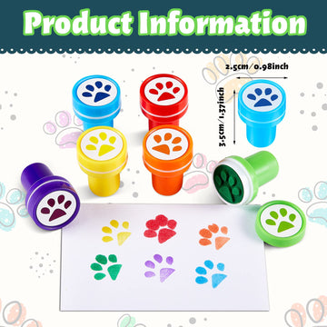 Dog Paw Print Stamp Self Inking Teacher Mini Colorful Stamp Party Favors Assorted Set For Classroom Party Educational Learning Activities(48 Pieces)
