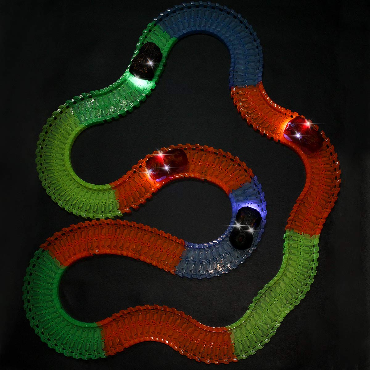 Save Unicorn Tracks Cars Only Replacement, Track Cars For Tracks Glow In The Dark, Racing Car Tracks Accessories With Flashing Led Lights, Compatible With Magic Tracks For Kids Boys And Girls(4Pack)