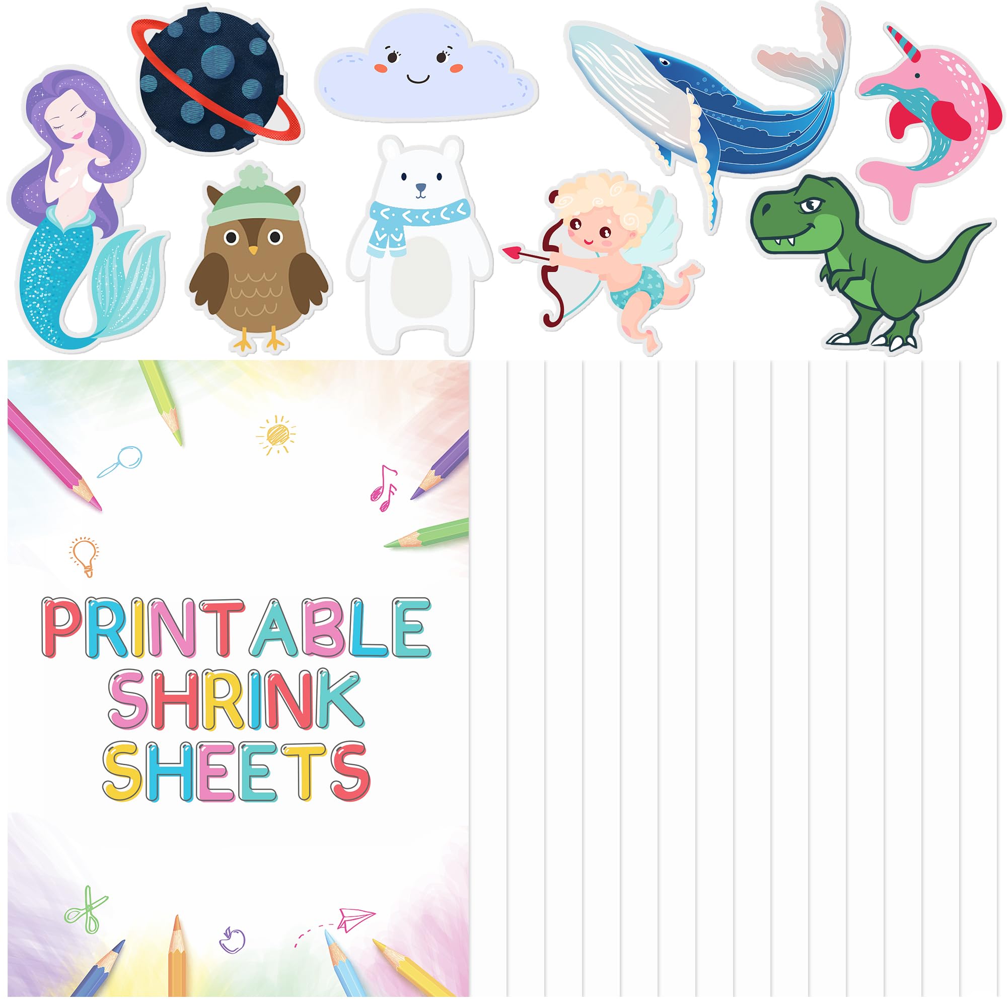 15 Sheets Printable Shrink Sheets Plastic A4 Size Printable Shrink Pap