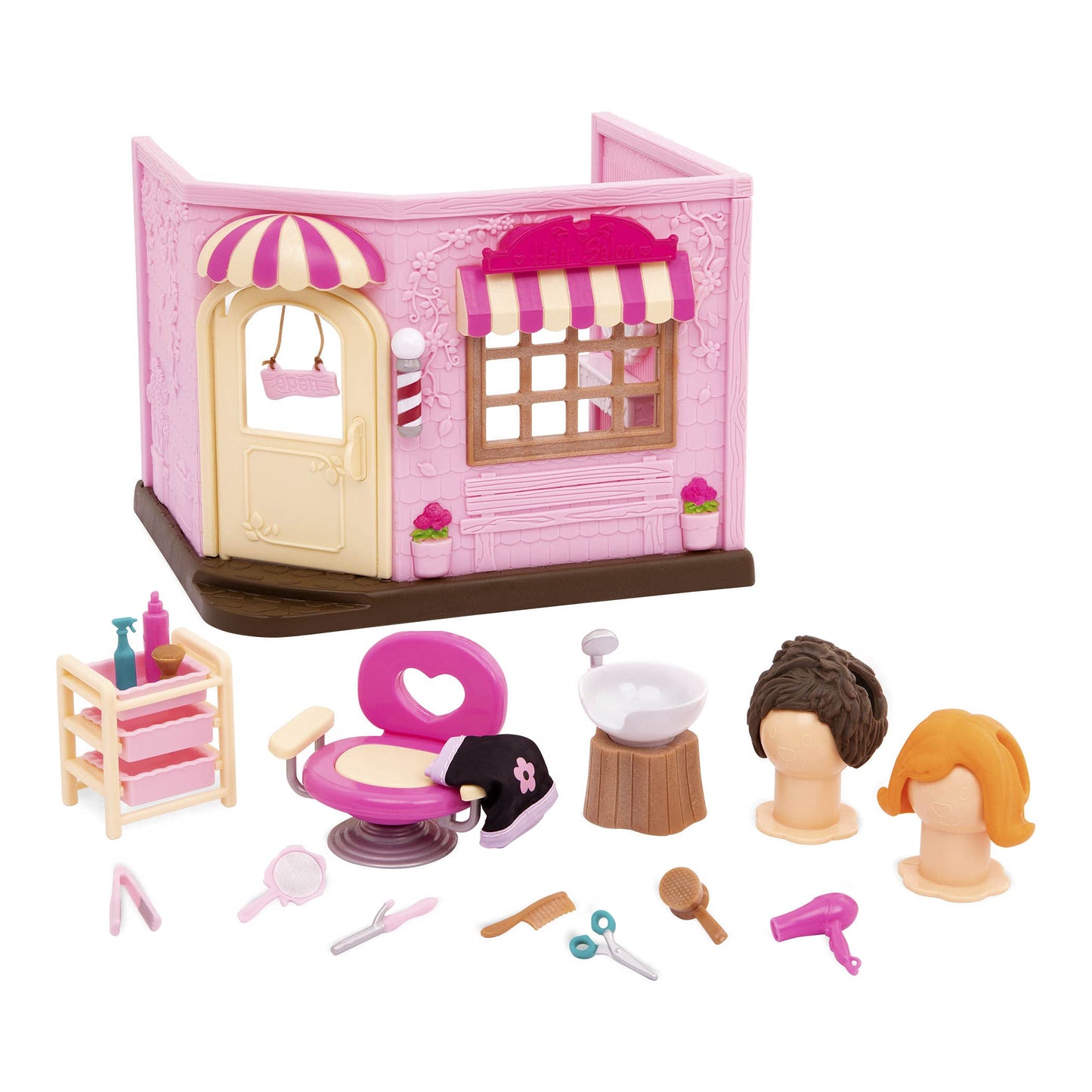 Li'l Woodzeez Toy Hair Salon Dollhouse Playset with Accessories, Multicolor, Model WZ6734Z, Pretend Play for Kids Age 3+