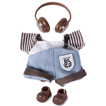 Clothes for 6.7in/17cm Doll  Set of 4 Cute Doll Accessories Includes Doll Hat+T-Shirt+Bib Pants+Shoes Set enhanced Fashion Outfit for Collectors Unique Gift (Style B)