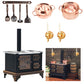 1/12 Miniature Furniture Cooking Stove Mini Retro Metal Stove with Miniature Wall Candle Holder Mini Pots Mini Spoon Shovel Cookware Tools for 1:12 Scale Kitchen Decoration -Like New