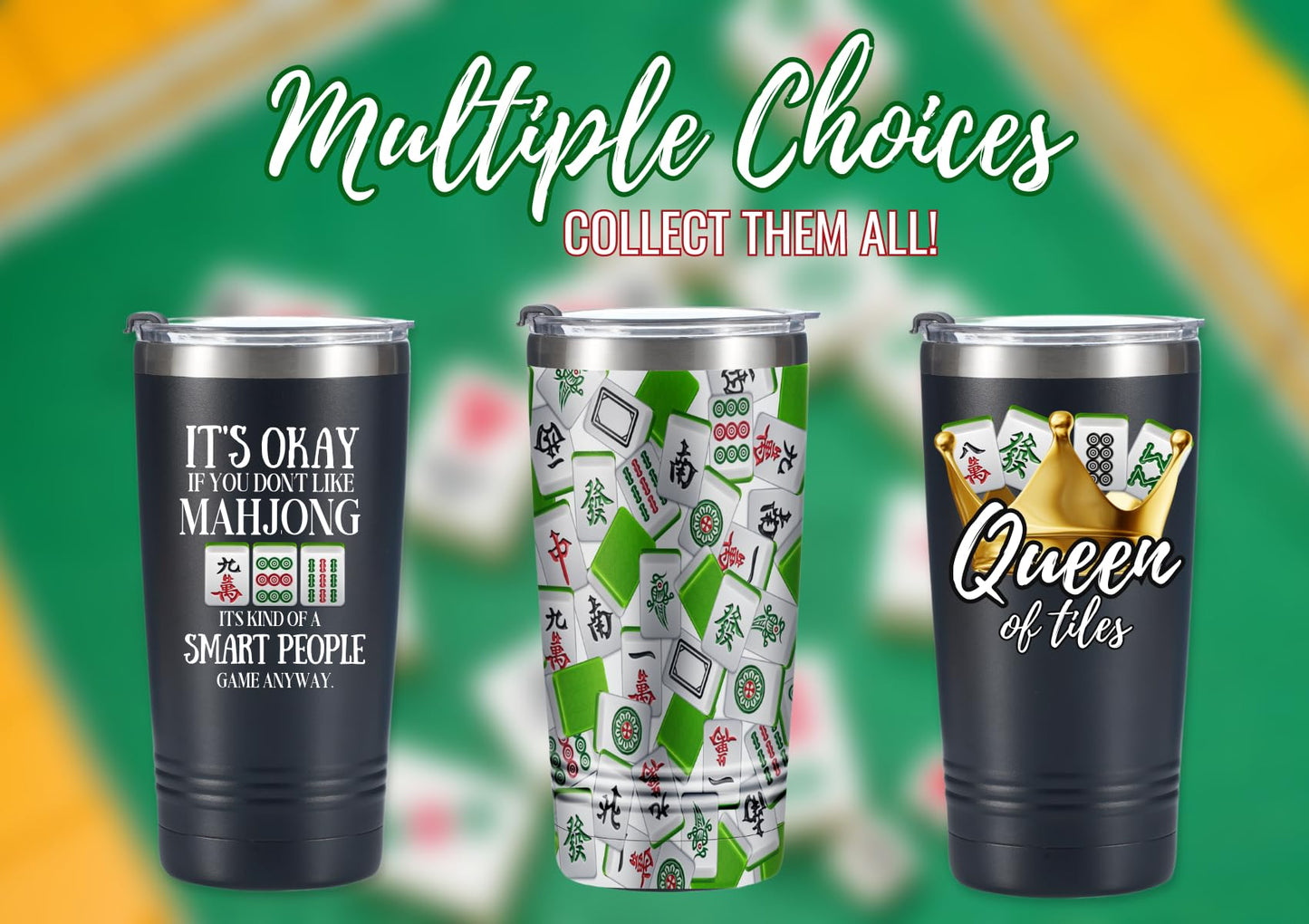 Onebttl Insulated Stainless Steel Mahjong Cup, 20oz, Black - Smart People Game, Perfect Gift for Mahjong Lovers