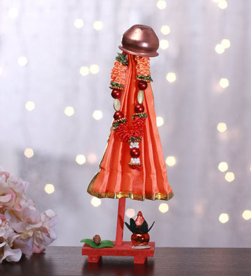 Itiha Orange Gudi Showpiece for Gudi Padwa, Return Gift, Housewarming, and Diwali Gift- 11 inch, Wood