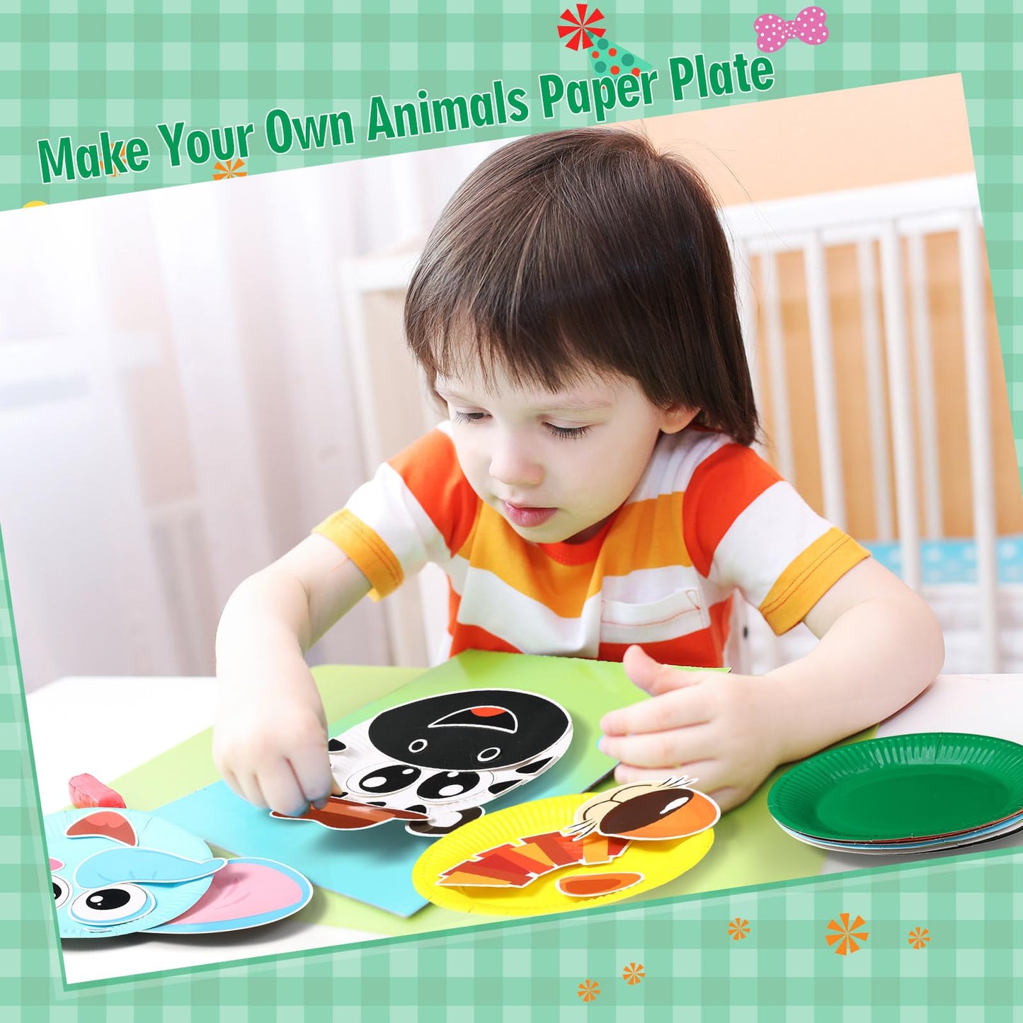 Funnymoom 24 Pcs Arts and Crafts for Kids, Thanksgiving Plate Craft Kits Turkey Arts Craft Christmas DIY Plate Kit for Fall Autu