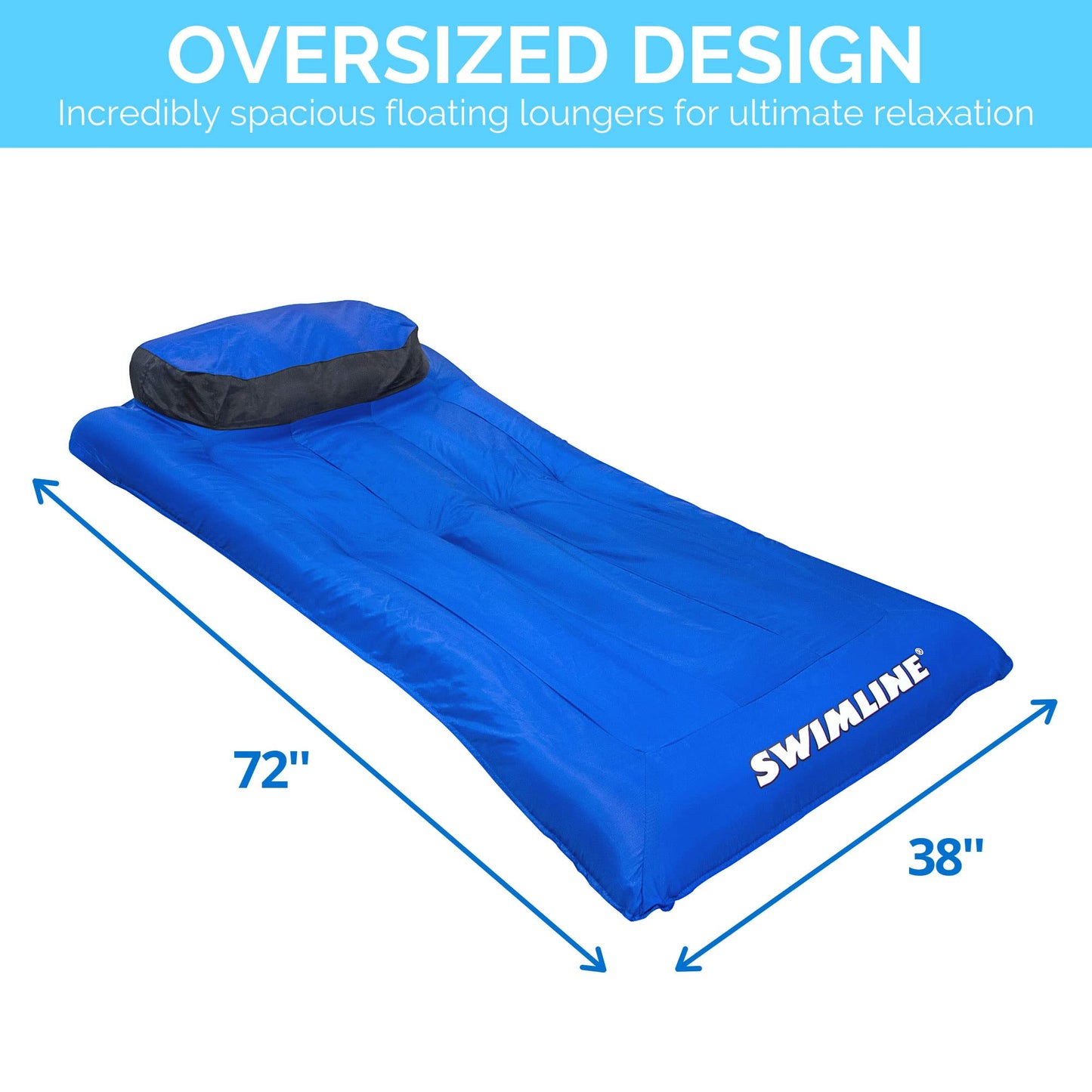 SWIMLINE ORIGINAL Fabric Covered Pool Float Mattress Lounger Raft For mature-themeds & Kids I Comfortable Head Rest & Quick-Dry Cover For mature-themed Or Kid Floating & Lounging Dogs 9057