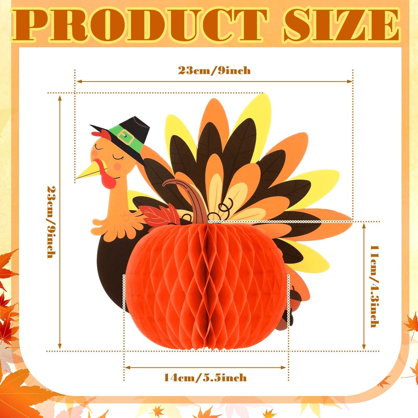Fourluoo 6 Pcs Thanksgiving Table Centerpiece Decorations Paper Turkey Decor Thanksgiving Honeycomb Decorations 3D Paper Turkey
