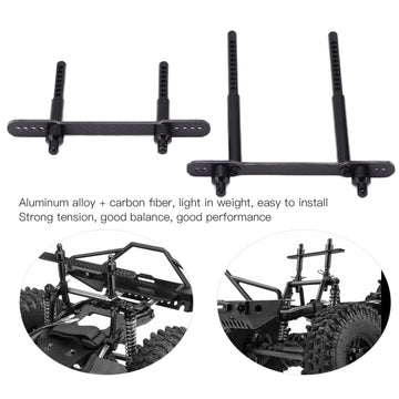 RC Car Body Post Mounts, Carbon Fiber + Aluminum Alloy RC Car Front and Rear Shell Column Kit Compatible for AXIAL SCX10 90046 9