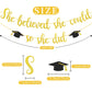 She Believed She Could So She Did Banner Decorations - Gold Glitter She Did It 2024 Garland Graduation Bunting Banner, Congrats