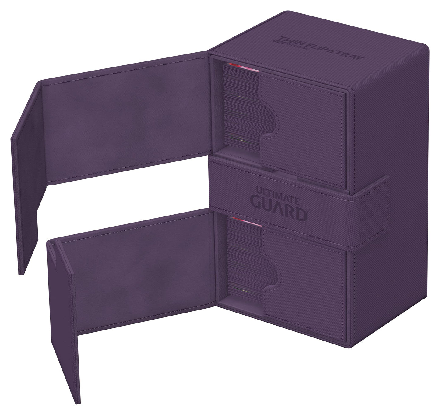 Ultimate Guard Twin Flip'N'Tray 160+, Deck Case For 160 Double-Sleeved Tcg Cards + Dice Tray, Purple, Independent Magnetic Closure & Microfiber Inner Lining
