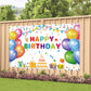 White Balloon Cake Happy Birthday Backdrop Decorations White Happy Birthday Banner White Balloon Birthday Photo Background For H