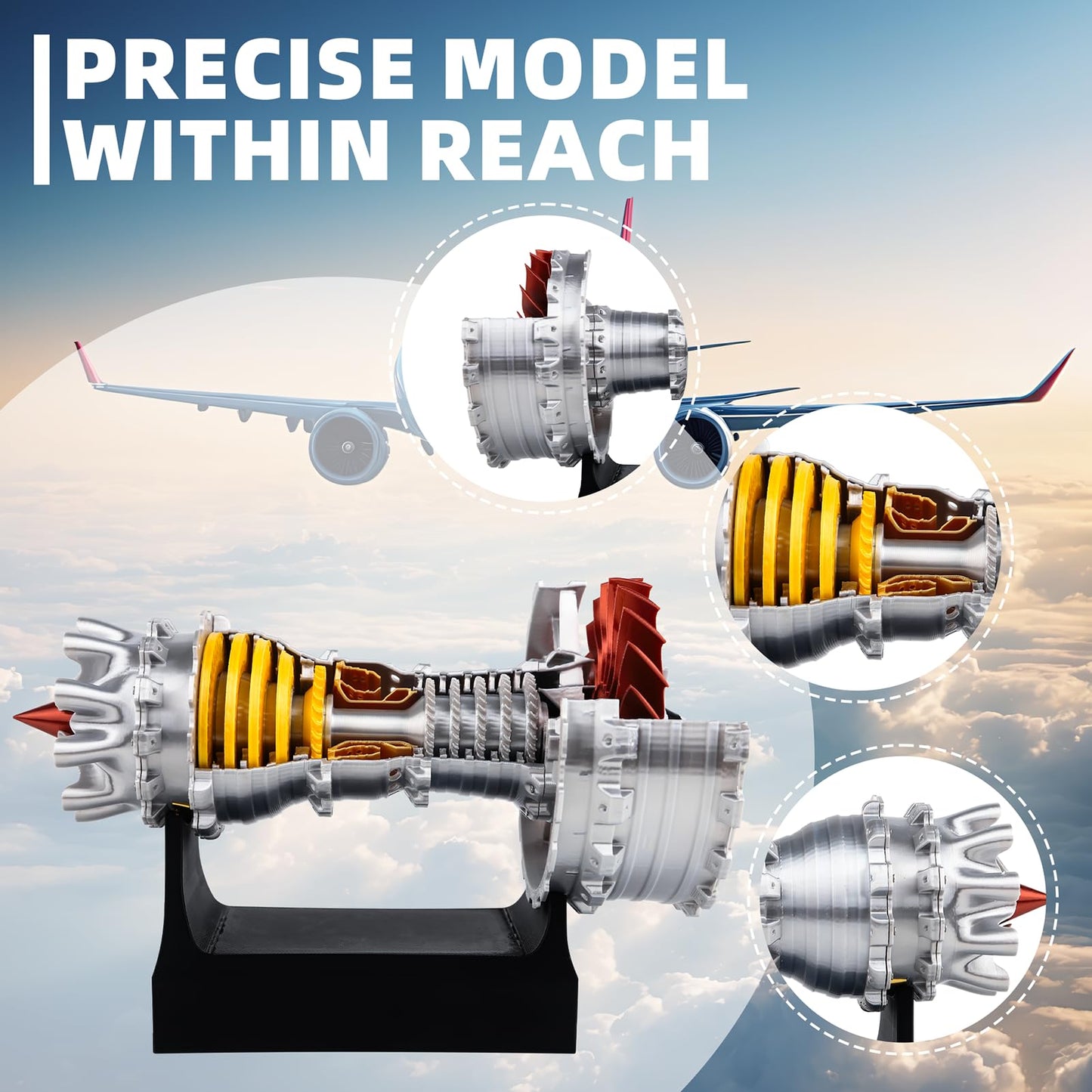 TR900 Turbofan Engine Model Aircraft Engine Kit Turbojet Engine Model mature-themed Gift Mechanical Science Education Toy As Shown