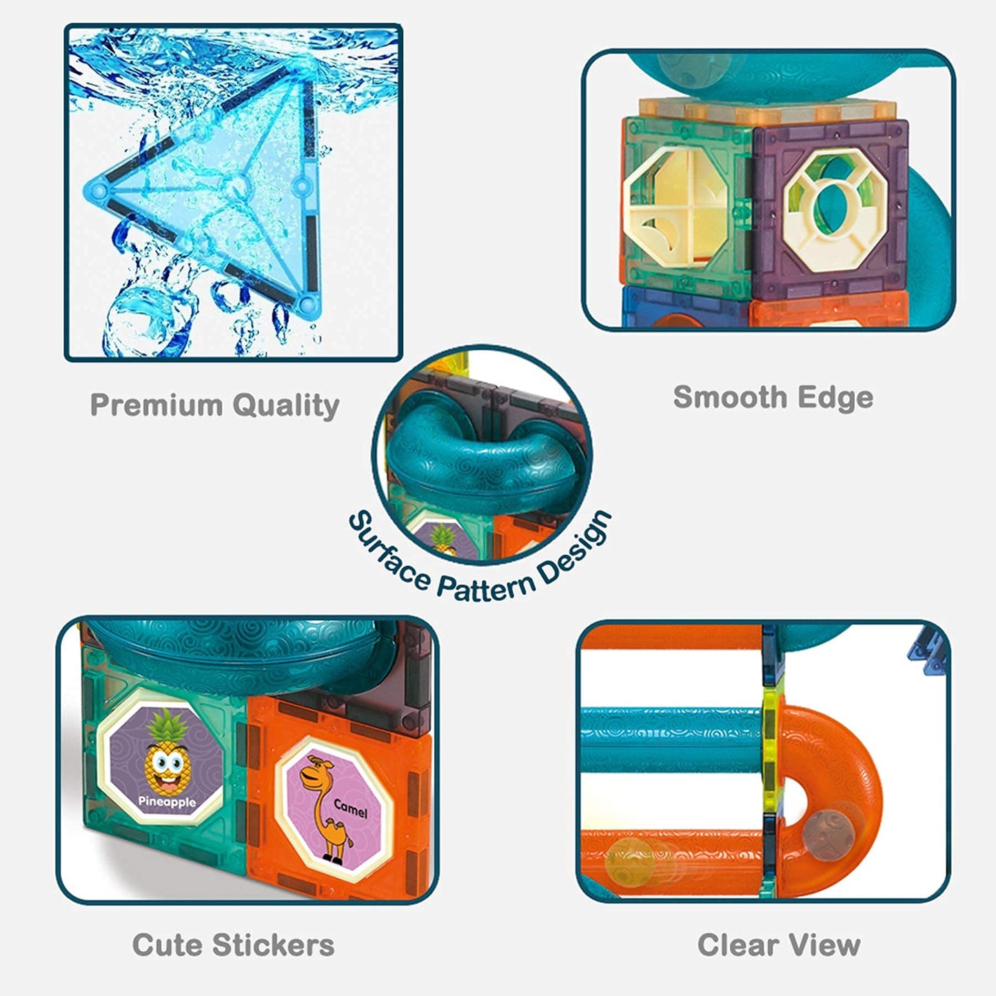 Glowing Magnetic Tiles Marble Run Race Track Super Set - 150 Complete Pieces Glow In The Dark Stem Magnetic Building Blocks Gravity Marble Maze Games For Toddlers Kids Boys Girls Ages 3+ Years