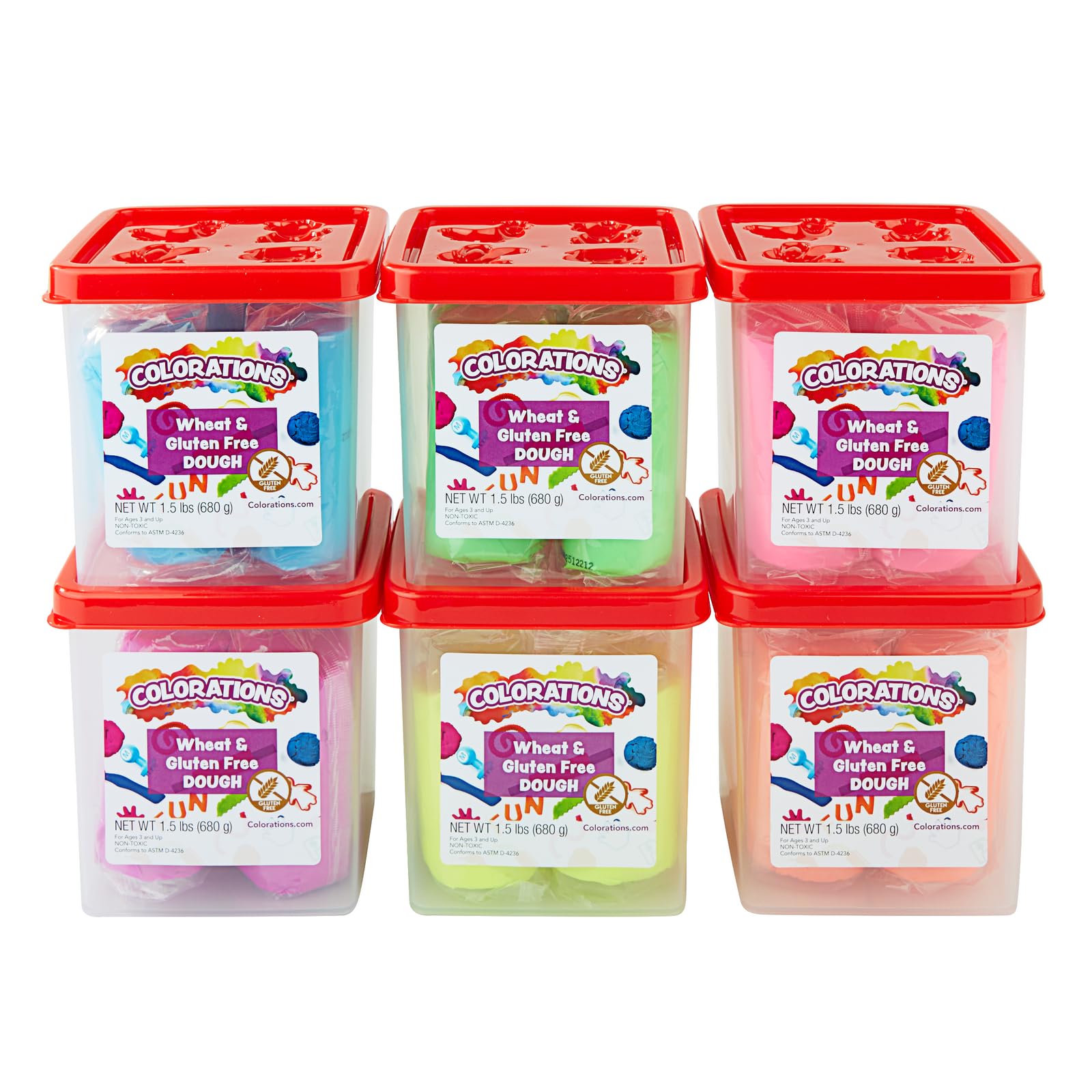 Colorations Wheat & Gluten Free Neon Dough Classroom Pack  6 Colors | NonToxic, Play Dough, Bulk Set, Sensory Kit, Party Favor