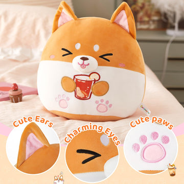 12'' Shiba Inu Puppy Plush Stuffed Animals Plushie Dog With Cola Super Soft Cozy Cuddle Toy Holiday Decor Gift For Boys Girls, 1