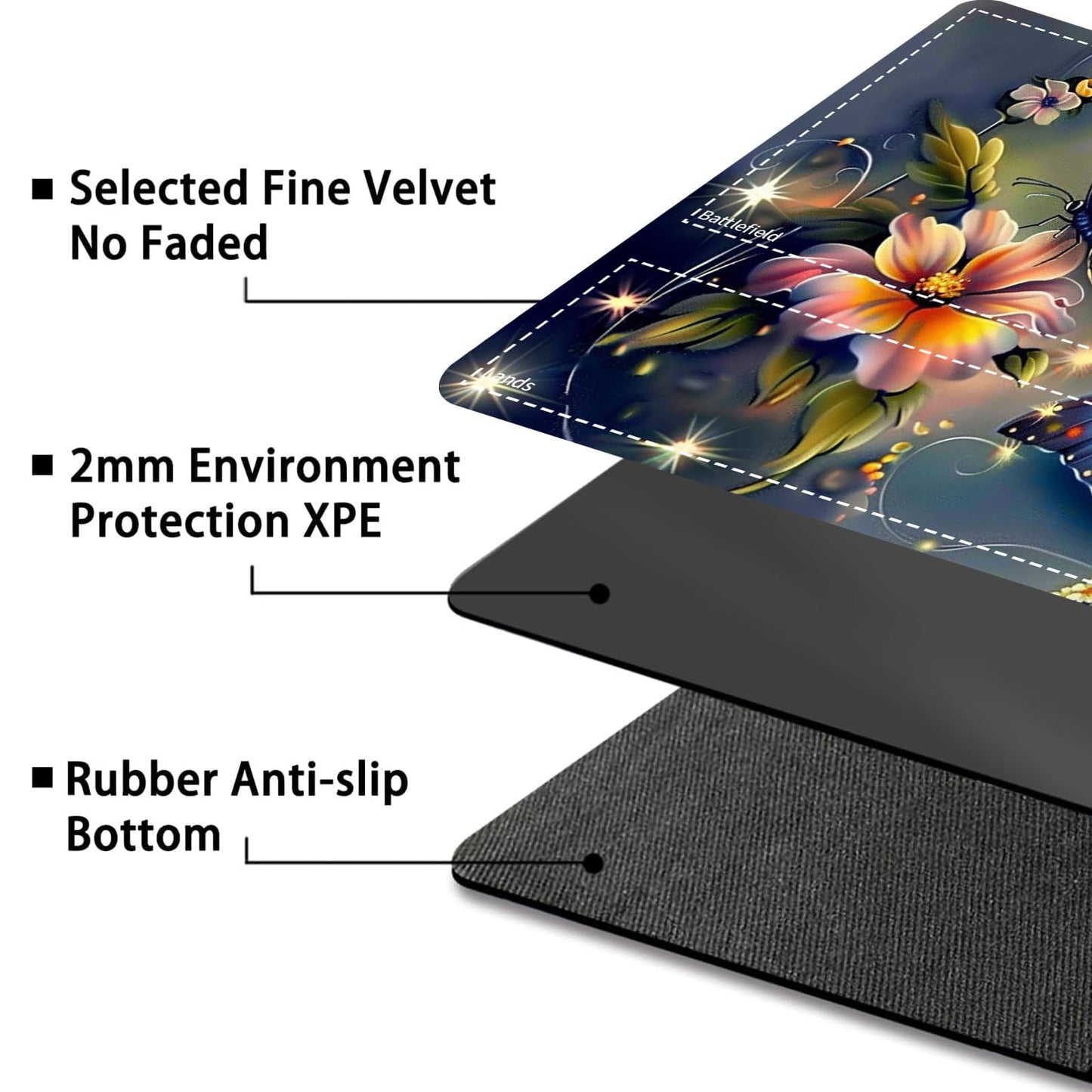 for MTG Card Playmat with Zone Game Play Mat for MTG TCG 24 x 14 inches Non-Slip Play Mat for Commander Board RPG CCG Game TCG Other Card Games/Mouse Pad-Blue Butterfly