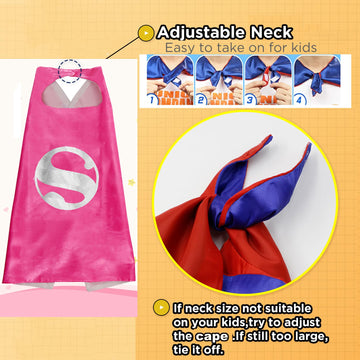 Karazzo Superhero Capes And Masks Kids Costumes Halloween Christmas Cosplay Dress Up For Boys Girls (Pink-4Pcs)