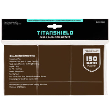 Titanshield (150 Sleeves, Earth Brown) Compatible With Standard Sized Board Games, Mtg Magic The Gathering, Pokemon, Lorcana And Trading Cards 2.5' X 3.5' 66X91Mm