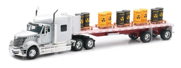 Newray International Lonestar Flatbed With Radioactive Waste Barrels 1/32 Scale Model Toy Truck