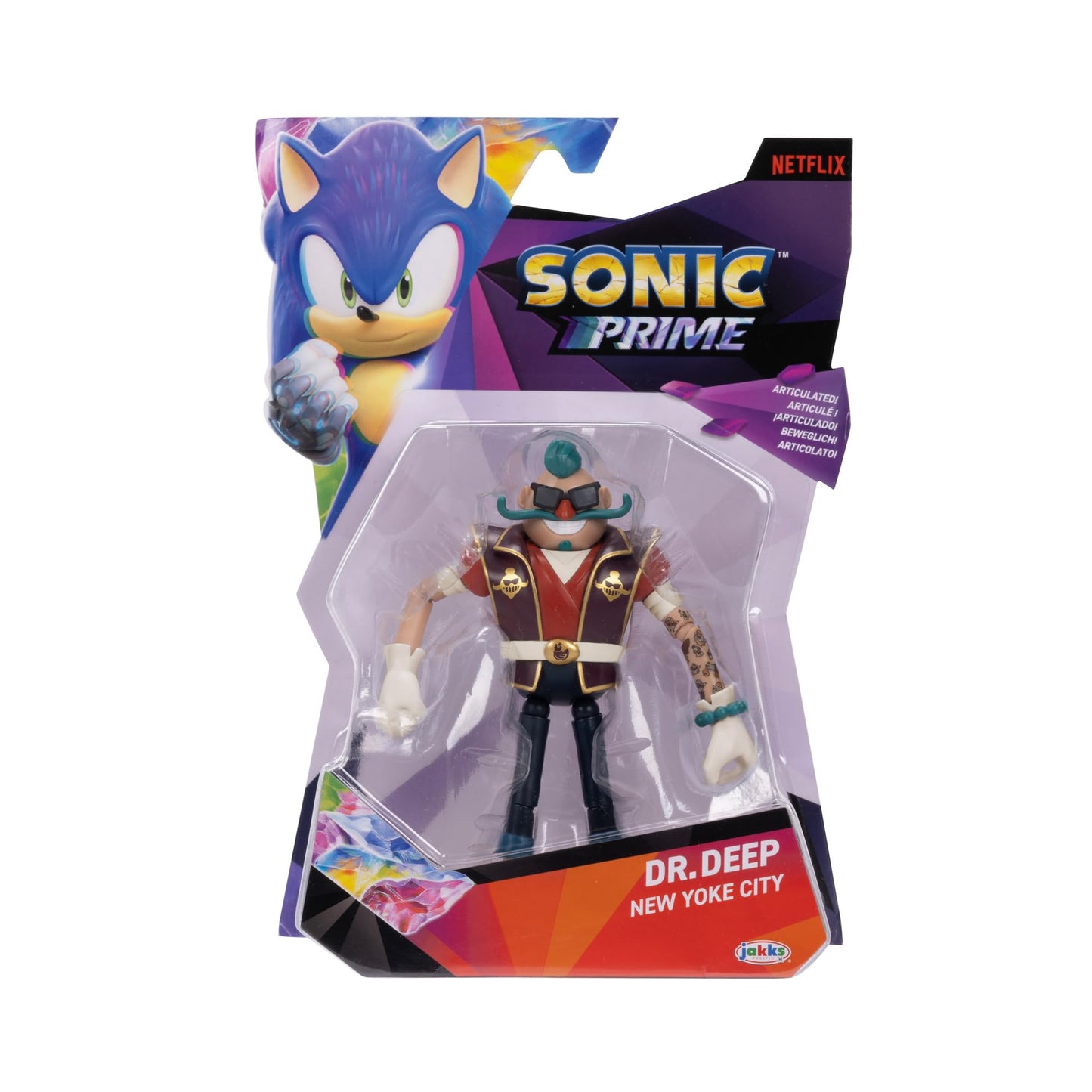 Sonic The Hedgehog 5-inch Dr. Deep Action Figure - 13 Articulations, Plastic, Ages 3+, Model 422284